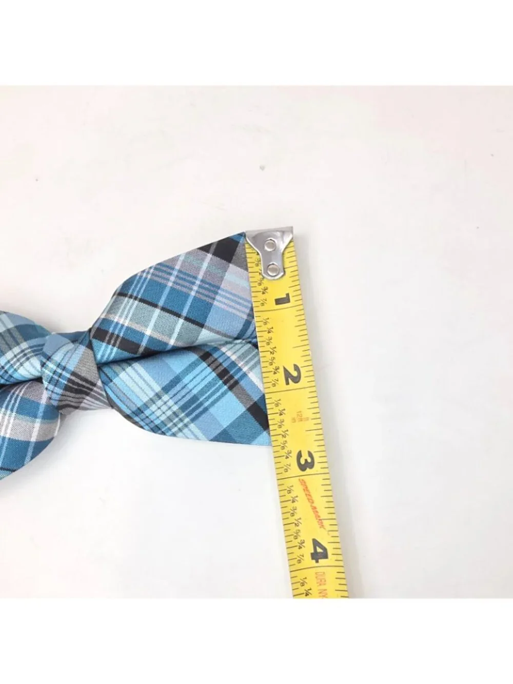 Nicole Miller Pre-Tied Bow Tie Teal Green Black Adjustable Neck Silk Plaid